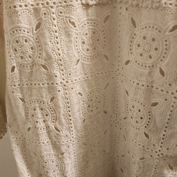 646 Main white eyelet embroidered short sleeve top tunic large 100% cotton - Picture 8 of 11